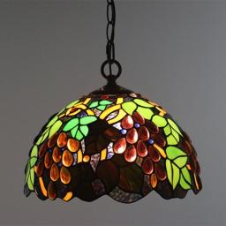 Grape Shade Tiffany Pendant Lights, Tiffany Stained Glass Dining Room Chandeliers with Adjustable Chains, Elegant Antique Handmade Farmhouse Bedroom Hanging Lighting