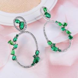 Green Color Cubic Zircon Stud Earrings For Women Fashion Simple Charm Earring Wedding Birthday Party Jewelry Gifts
