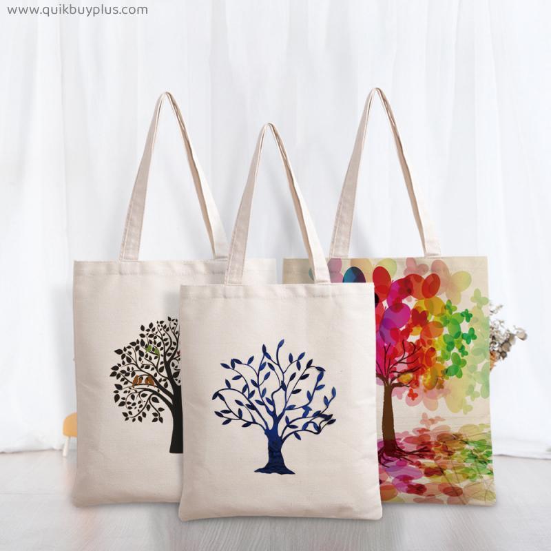 Green plant colorful tree shopping bag diagonal bag cotton canvas bag diagonal canvas tote bag