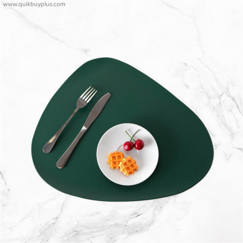 Grey PU Leather Placemats for Table Waterproof Non-Slip Table Mat Set Coaster Set Cup Wine Mat Tableware Pad Napkin for Kitchen