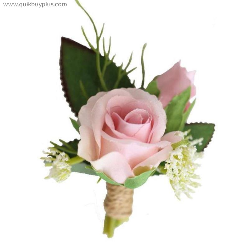 Groom Boutonniere Man Suit Pin Bride Wrist Corsage Wedding Artificial Flowers Wedding Flower Party Decoration