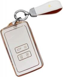 HIBEYO key fob cover for Renault Kadjar Koleos Clio Scenic Megane Duster Sandero Captur Twingo key Case with Bling Keychains