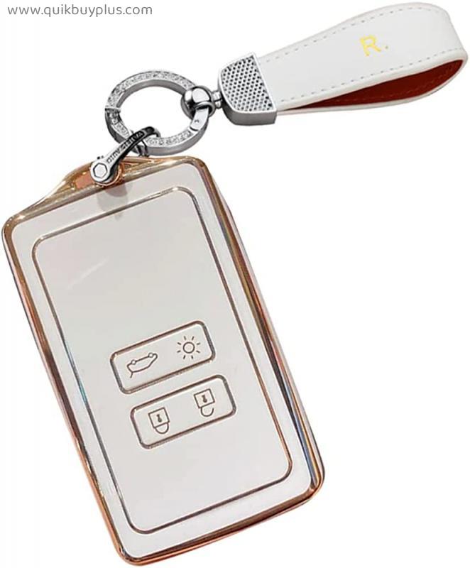 HIBEYO key fob cover for Renault Kadjar Koleos Clio Scenic Megane Duster Sandero Captur Twingo key Case with Bling Keychains