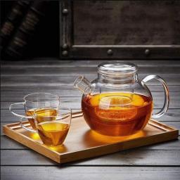 HJW Useful Kettle Glass Bubble Teapot Filter Heat-Resistant Household Large-Capacity Teapot Tea Set Glass Teapot (Teapot + 2 Cups + Tea Tray) Tea Cup,800Ml