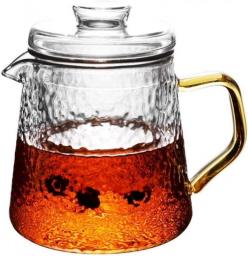 HJW Useful Kettle Teapot Cup Teapot Hammer Heat Resistant Glass Filter Boiling Teapot High Temp Teapot Safflower Tea Set Kung Fu Home Tea Set Tea Cup,600Ml