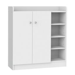 HOMCOM Shoe Storage Cabinet Footwear Rack Stand W/Adjustable Shelves White