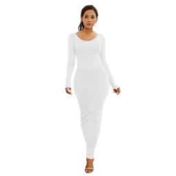 HOT SALES!!! Spring Autumn Sexy Women Solid Color Long Sleeve Round Neck Bodycon Maxi Dress evening party dress sexy comfortable