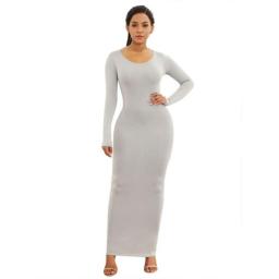 HOT SALES!!! Spring Autumn Sexy Women Solid Color Long Sleeve Round Neck Bodycon Maxi Dress Evening Party Dress Sexy Comfortable