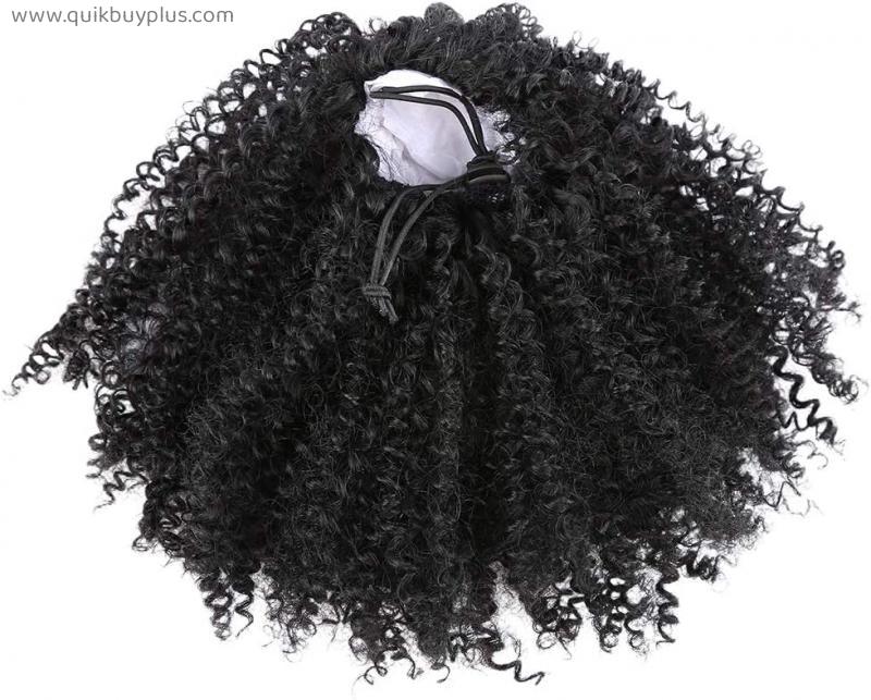 Hair Extensions, Realistic Short Ponytail Wig Fashion Afro Kinky Hair Wigs Synthetic Ponytail (Black)
