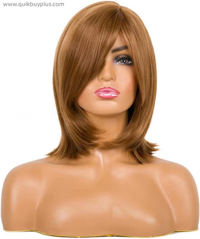 Hair Extensions, Women Bob Hair Wigs with Tilted Frisette Synthetic Wig Cover Fashion Hairdressing Tools (Color 4/30)
