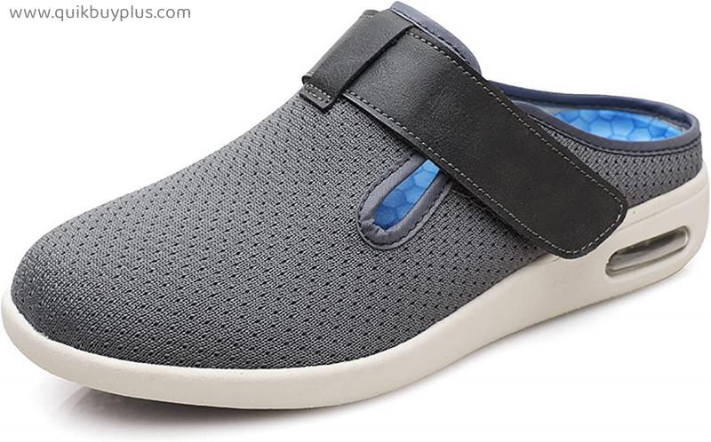 Hallelujah Men's Diabetic Shoes for Men's Casual Velcro Adjustable Closure Breathable Lightweight Non Slip for Swollen Feet Edema Widening Walking Shoes,Blue,36