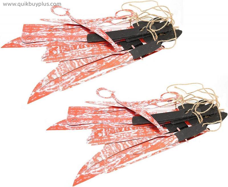 Halloween Bloody Banners Hanging,2Pcs Halloween Bloody Weapon Garland Banners Halloween Zombie for Party Decorations,suitable for any Halloween decorations,haunted houses,April Fool props and more.