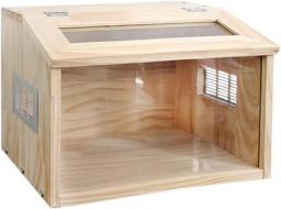 Hamster Cage Sturdy Wooden Structure Small Animals House ，Pull-Up Transparent Glass Plate Big Space， Pet Small Animal Hideout