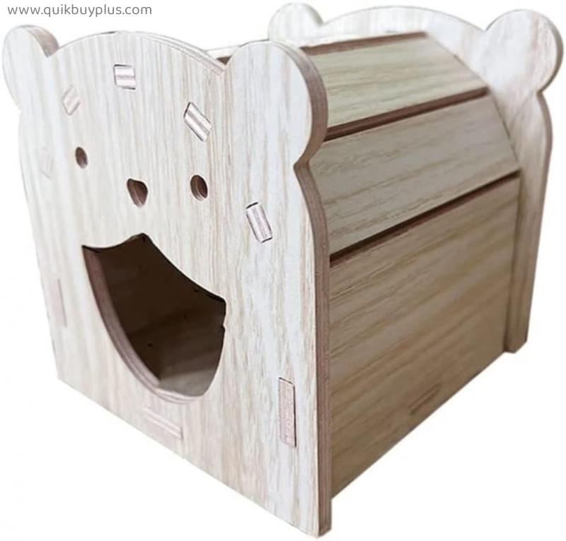 Hamster Hideout Hut, Wooden Hamster House with Waterproof Hamster Cage Small Animal Houses Hamster Shape