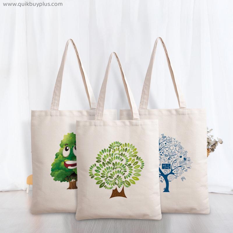 Hand-painted colorful tree handbag shopping bag with hand gift bag hand-held canvas bag diagonal cross
