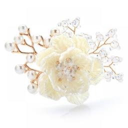Handmade Crystal Flower Brooches For Women 3-color Pearl New Beauty Flower Party Office Brooch Pins Gifts