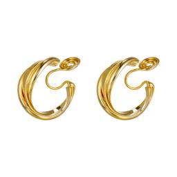 Handmade Vintage Golden Intertwined C Shape Clip on Earrings Hoop Non Pierced Cute Earrings for Women Trend Jewelry Gift