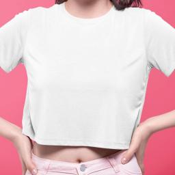 Harajuku Shirt Funny Y2K Women Crop Tops Casual Black Femme Navel T-shirt Round Neck Short Loose Tee Shirt Summer Streetwear