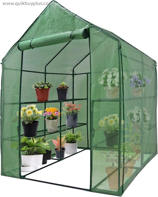 Heavy Dury for Your Love Plant Easy Access Care with 8 Shelves Green House Plastic Screen Protector Rough Weather Rain Sun Snow Bug Wind Backyard Garden Home Park Public Private Zippered Roll Up Door