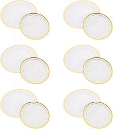 Hemoton 12Pcs Gold Plastic Plates Round Dinner Plates Salad Plates Party Plates Fruits Holders Serving Dishes For Wedding Birthday 7inch 10inch Golden White