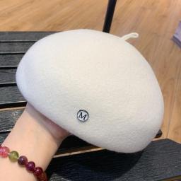 High Grade Classical Solid French Beret Hat Thick White Wool Hat Women Beret Cap Adult Warm Beanies Winter Hat Boina Feminina