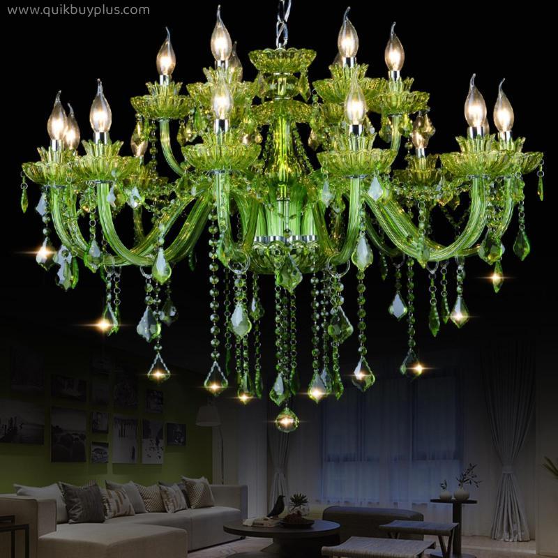 High Quality Green K9 Crystal Chandelier Lustre Crystal Chandeliers Light Lustres De Cristal Chandelier LED  Villa Green Lamp