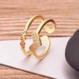 High Quality Luxury  Three Layers Copper Zircon Gold Open Rings For Woman New Fashion Korean Adjustable Jewelry Party Gifts