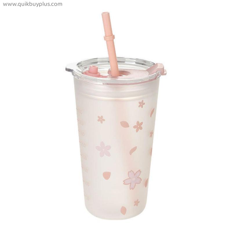 High Value Double Layer Heat Resistant Glass With Graduated Lid Straw Girl Heart Coffee Mugs Milk Tea Cup Water Bottle Drinkware