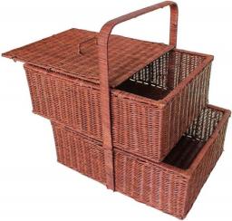 Home Garden Outdoors Picnic Baskets Bamboo And Rattan Double-layer Storage Outdoor Picnic Shopping Basket Home Basket Home Willow Rattan Picnic Basket Picnic Baskets Hampers (Color : Yellow)