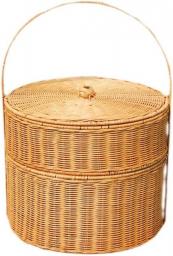 Home Garden Outdoors Picnic Baskets Outdoor Hand-woven Rattan Double-layered Round Picnic Baskets Portable Basket Outing Camping Shopping Storage Gift Baskets Boxes&Chests Picnic Baskets Hampers