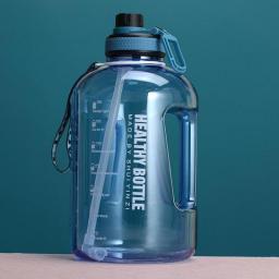 Hot Gradient Sports Water Bottle 2.2L Large Capacity Cup Outdoor Fitness Portable Straw Big Plastic Ton Barrel Botella Colorful