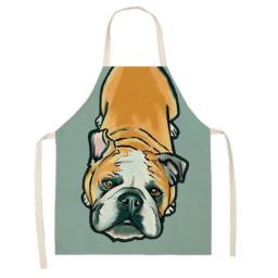 Household Adult Antifouling Kitchen Apron Sleeveless Polyester Dog Animal Series Printed Aprons for Women Cooking Accessories