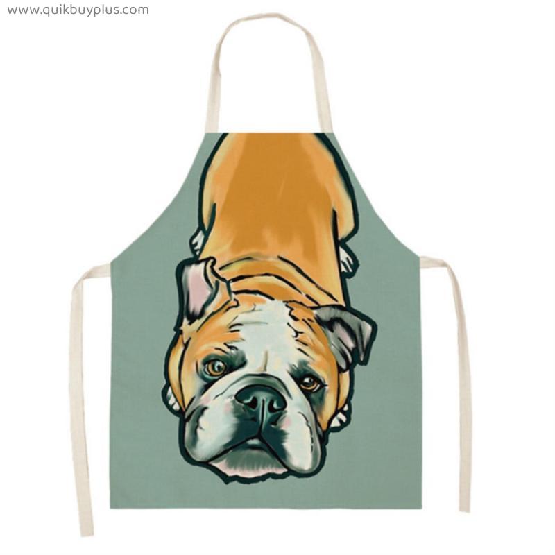 Household Adult Antifouling Kitchen Apron Sleeveless Polyester Dog Animal Series Printed Aprons for Women Cooking Accessories