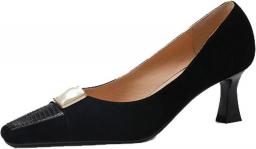 Hoxekle Formal Square Toe Slingback Pump Shoes for Women Comfort Slip-ons High Stiletto Heeled Career Dress Pumps