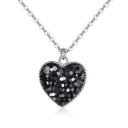 HuiSept Fashion Necklace S925 Silver Jewelry Accessories With Obsidian Gemstone Heart Shape Pendant For Women Wedding Party Gift