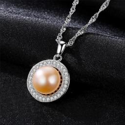 HuiSept Pearl Necklace S925 Silver Jewelry Round Shape Pendant Accessories For Women Wedding Promise Bridal Party Gift Wholesale
