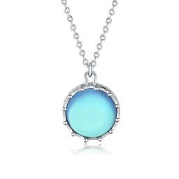 HuiSept Trendy Necklace S925 Silver Jewelry Pendant With Round Blue Moonstone Ornaments For Women Wedding Party Gift Wholesale