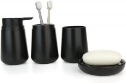 IMAVO Bathroom Accessories Set,Soap Lotion Dispenser,Soap Dish,Toothbrush Holder,Toothbrush Cup Tumbler,Gift Set Bathroom Accessories Sets Complete,4 Piece Black