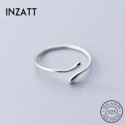 INZATT Real 925 Sterling Silver Geometric Adjustable Ring For Fashion Women Party Fine Jewelry Minimalist Punk Accessories