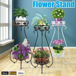 Indoor Outdoor 2 Holder Metal Plant Pot Stand Flower Display Shelf Garden Decor