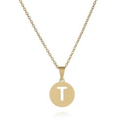 Initial Letter Name Hollow Pendant Necklace Stainless Steel Alphabet 26 A-Z Simple Lucky gold clavicle chain Jewelry Gifts Accessories for Women Girls Couples Students Best Friends