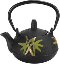 Iron Tea Boiler with Strainer,Cast Iron Tea Kettle Imitating Japanese Uncoated Plum Blossoms Bamboo Gift Decoration 0.3L,Made of iron, wear‑resistant and corrosion‑resistant.