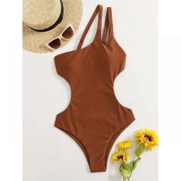 Irregular One Piece Suits Solid Color Swimsuit Women 2022 Swimwear One Shoulder Bathing Suits Sexy Beachwear Summer Swimsutis