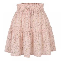 JAYCOSIN Bohemian Flower Print High-waisted Mini Skirt Women Summer Ruffle Skirt Harajuku Swing Beach Mini Skirt Saias Mulher