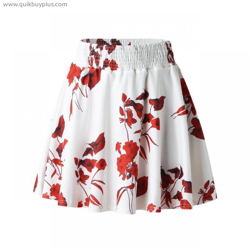 JAYCOSIN Boho Floral Print Party Skirt Summer New High Waist Pleated Skirt Short Beach Sexy Frills Mini Skirts For Women 2022