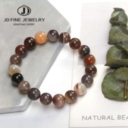 JD Natural Persian Gulf carnelian Stone Women Bracelets Colorful Striped Agates Round Bead Handmade Charm Rope Pulseras For Gift