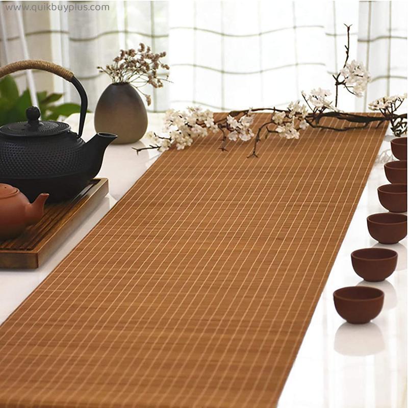 JH1 Natural Bamboo Table Runner 1/1.2/1.5/1.8/2.5m Long, Premium Stain Resistant Table Cloth with Edging Every Day Use, Brown (Size : 30×250cm)