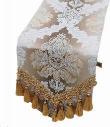 JH1 Traditional Embroidery Table Runner, Smooth Polyester Table Cloth V-end Tassels Dining Placemats for Kitchen Wedding (Color : Style 2, Size : 33×200cm)