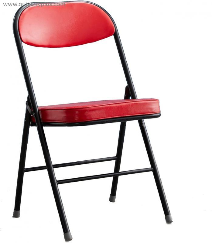 JHSLXD Folding Chair, Home Dining Chair Meeting Room Training Chair Metal Office Chair Black Backrest Chair Student Dormitory Reading Chair Lounge Chair,Red