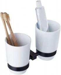 JHSLXD.YSPJ Brass Toothbrush Holder Retro Paint Brush Cup Holder White Ceramics Toothbrush Cup Mouth Cup Hardware Decoration Accessories 18CM,Black